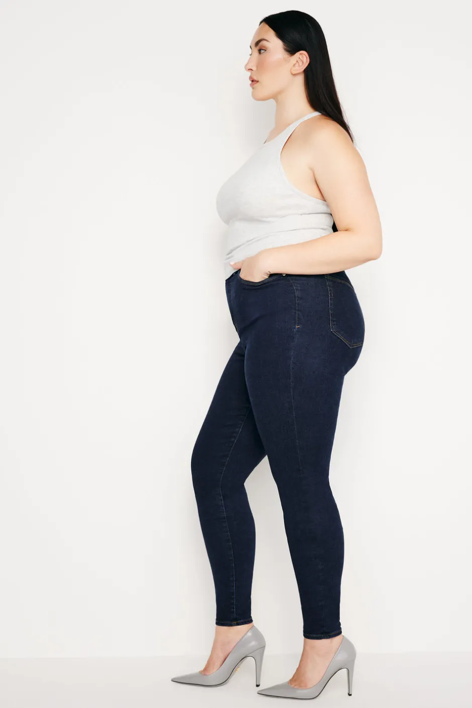 Good American Skinny | Mid-Rise<ALWAYS FITS GOOD LEGS SKINNY JEANS Denethicblue04
