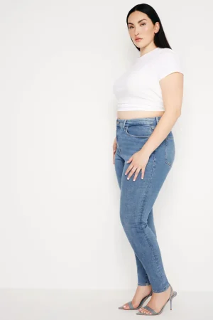 Good American Skinny | Mid-Rise<ALWAYS FITS GOOD LEGS SKINNY JEANS Denethicblue06