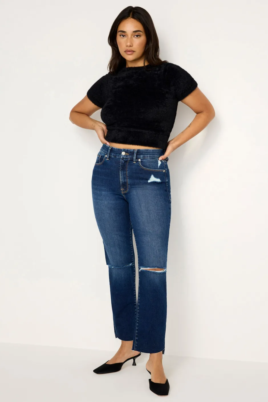 Good American Straight | Mid-Rise<ALWAYS FITS GOOD LEGS STRAIGHT JEANS Indigo691