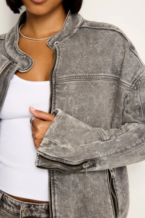 Good American Outerwear<BOYFRIEND MOTO JACKET Black328