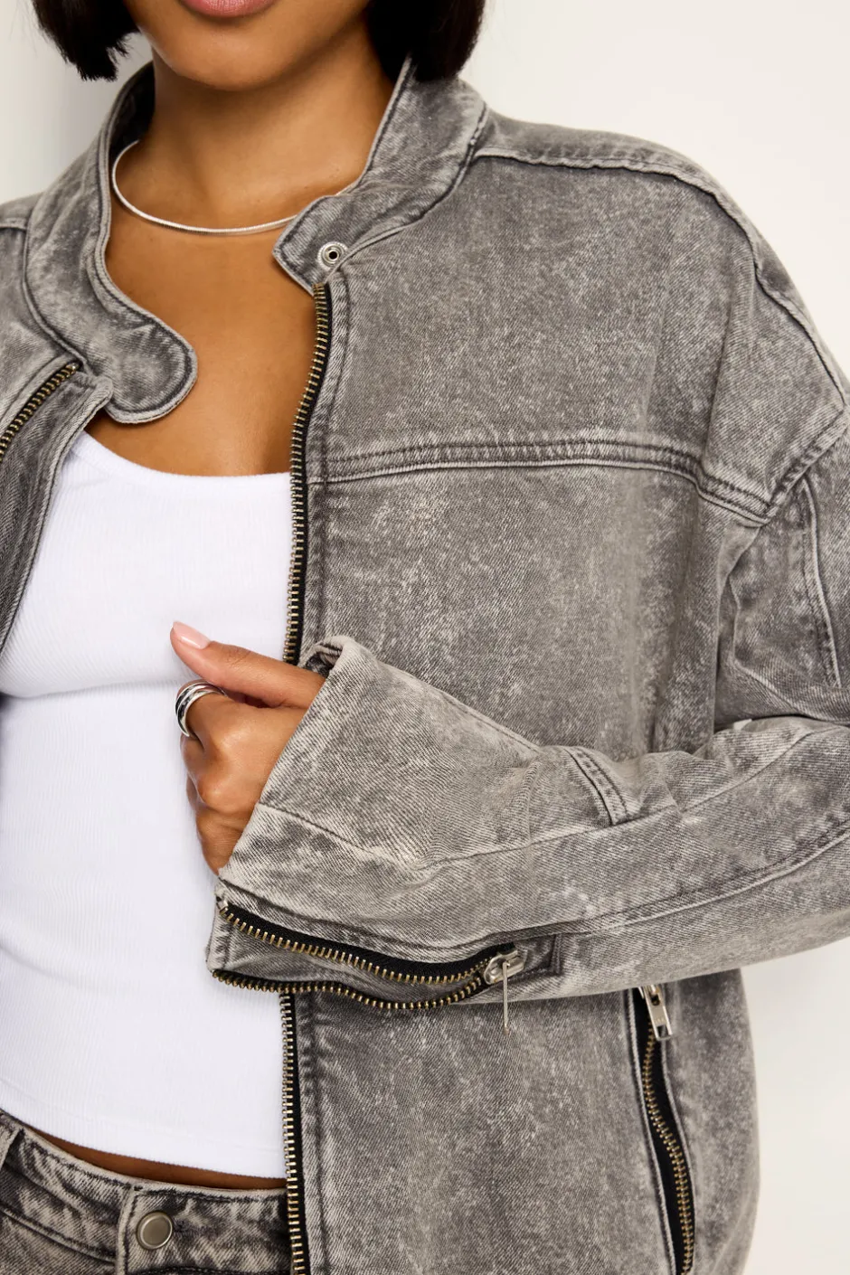 Good American Outerwear<BOYFRIEND MOTO JACKET Black328