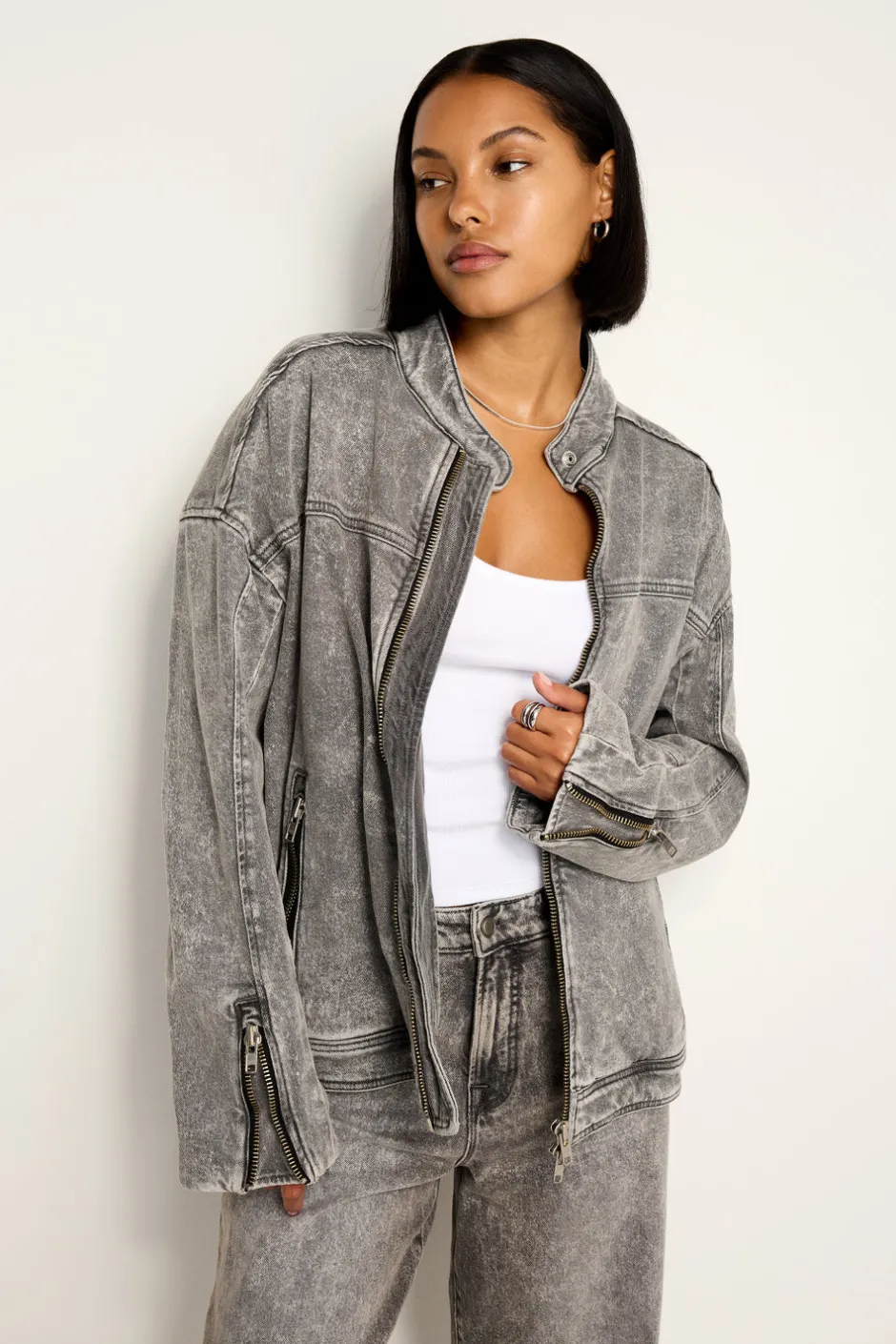 Good American Outerwear<BOYFRIEND MOTO JACKET Black328
