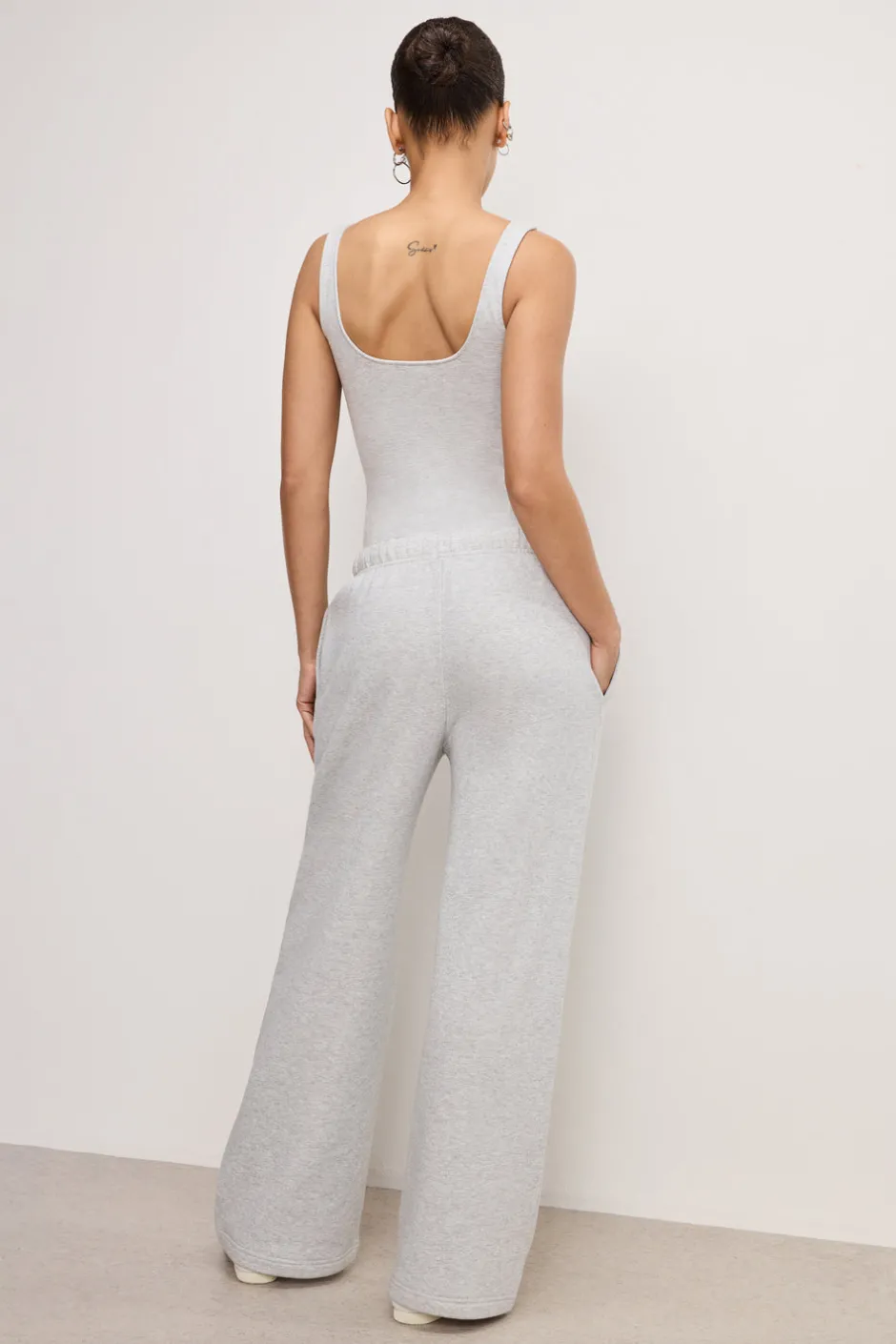Good American Pants | Sweats<BRUSHED FLEECE WIDE LEG SWEATPANTS Heather grey001