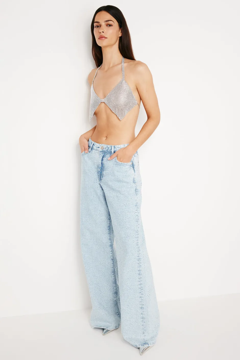 Good American Tops<CHAINMAIL SPARKLE TOP Silver001