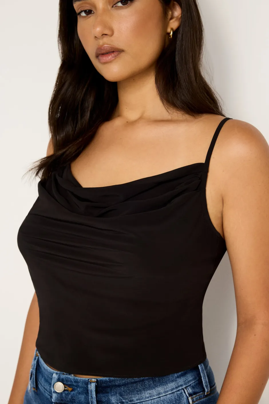 Good American Tops<CHIFFON COWL CAMISOLE Black001