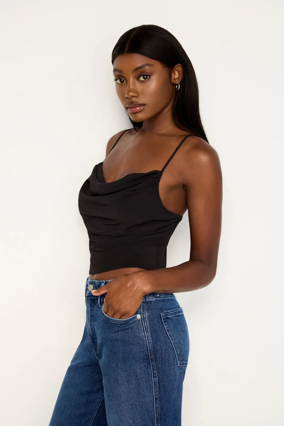 Good American Tops<CHIFFON COWL CAMISOLE Black001