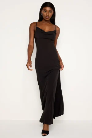 Good American Dresses<CHIFFON MAXI SLIP DRESS Black001