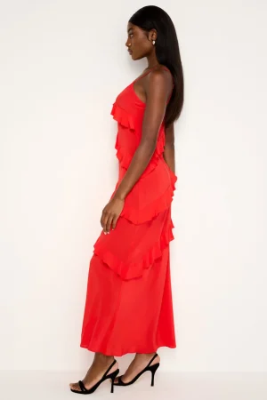 Good American Dresses<CHIFFON RUFFLE SLIP DRESS Grenadine003