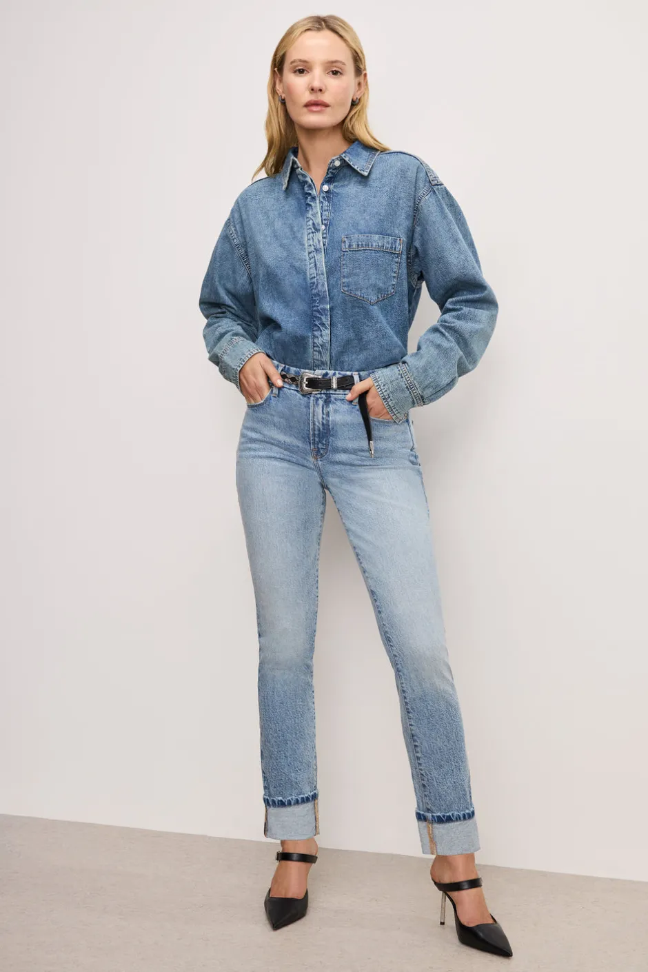Good American Tops<CLASSIC DENIM SHIRT Indigo762