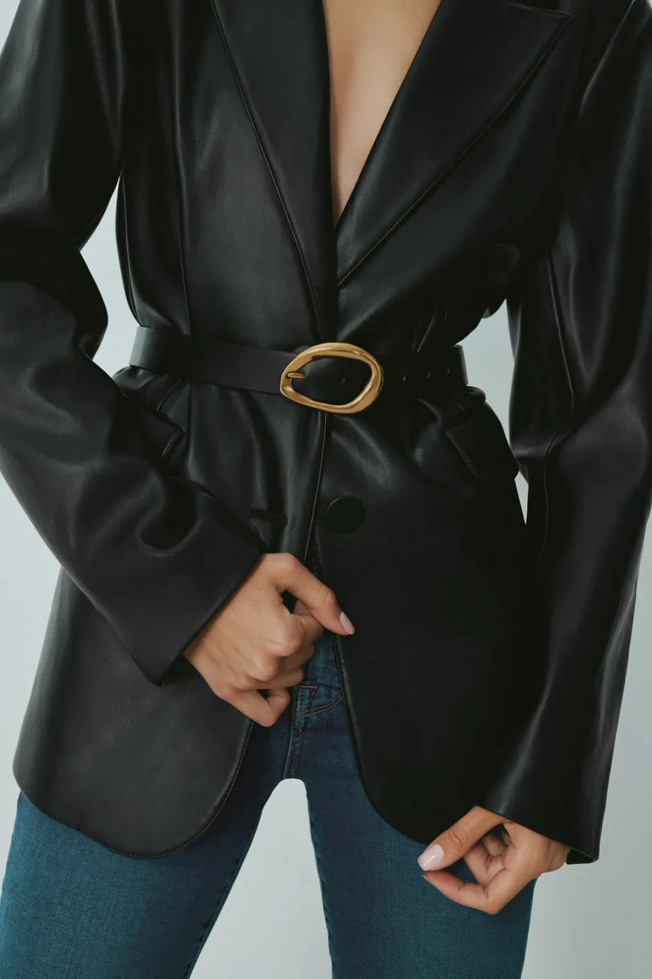 Good American Belts<CLASSIC OVAL BUCKLE BELT Black001