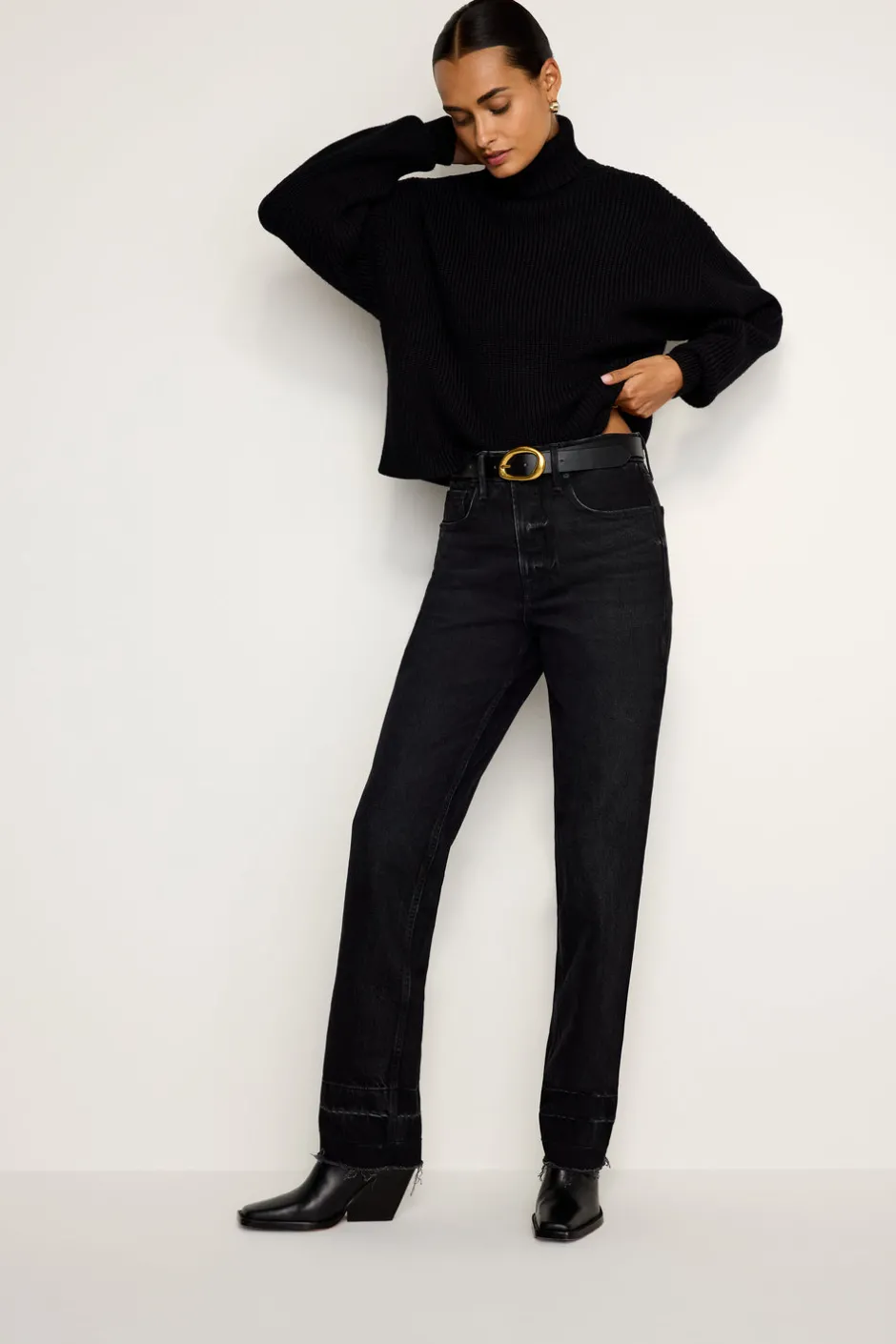 Good American Belts<CLASSIC OVAL BUCKLE BELT Black001