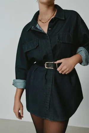 Good American Belts<CLASSIC SADDLE BUCKLE BELT Black001