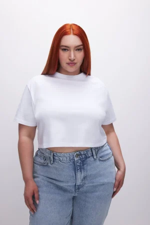 Good American Tops | Tees & Tanks<COTTON CROPPED TEE White001