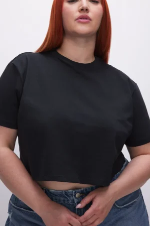 Good American Tops | Tees & Tanks<COTTON CROPPED TEE Black001