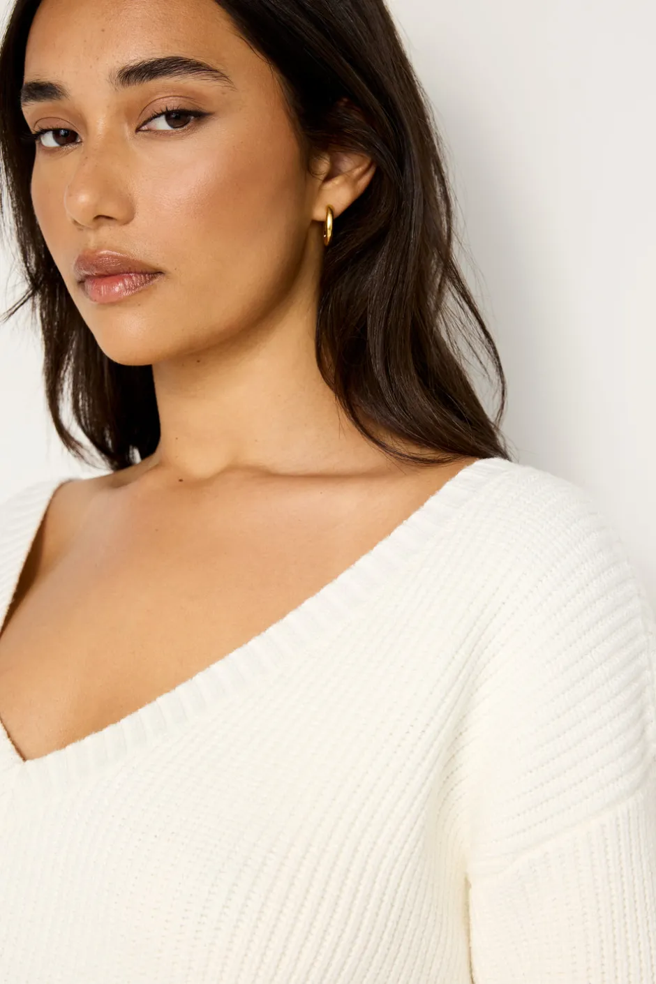 Good American Sweaters<COZY DEEP V SWEATER Ivory001