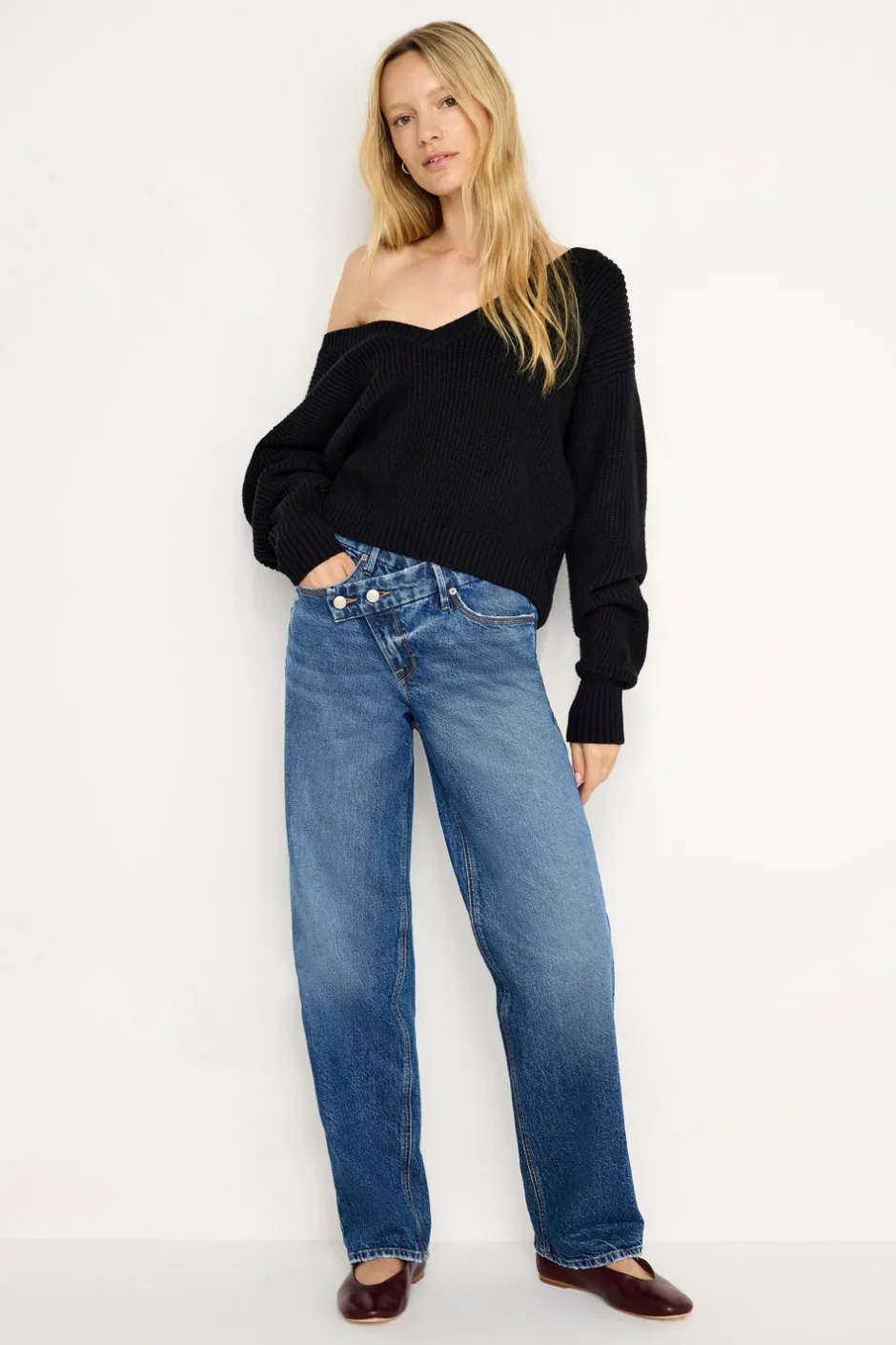 Good American Sweaters<COZY DEEP V SWEATER Black001