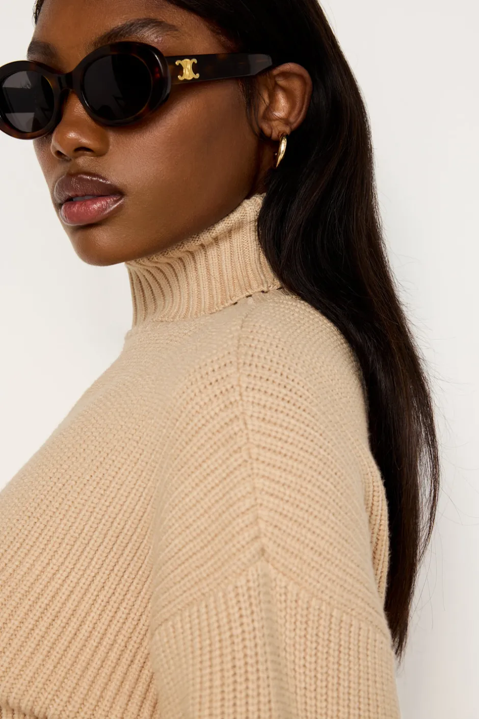 Good American Tops | Sweaters<COZY RIBBED TURTLENECK Wheat002