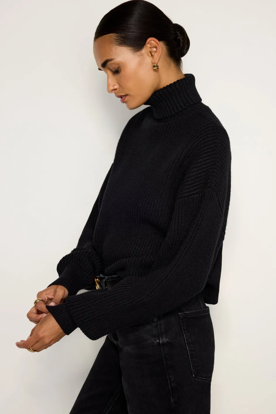 Good American Tops | Sweaters<COZY RIBBED TURTLENECK Black001