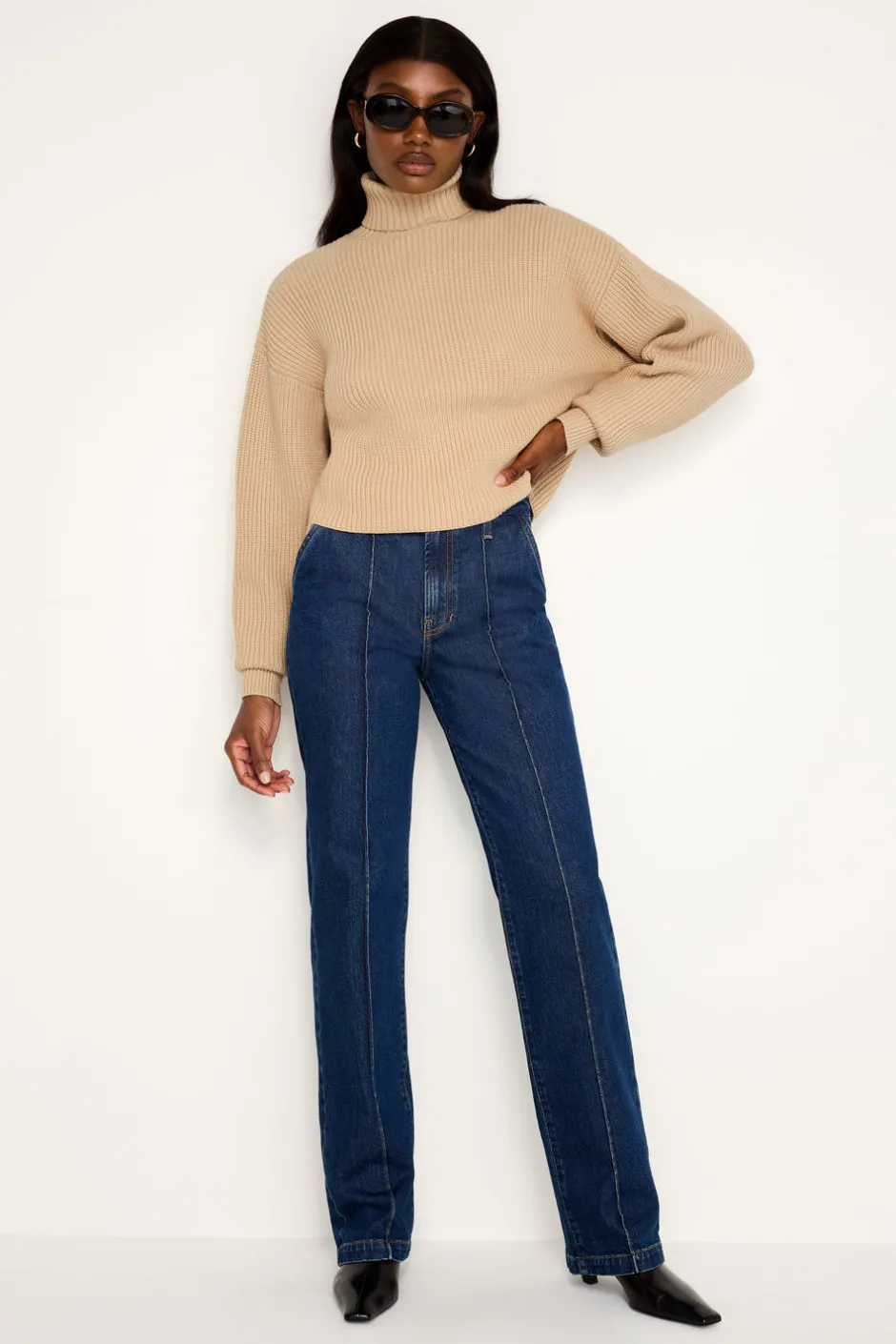 Good American Tops | Sweaters<COZY RIBBED TURTLENECK Wheat002