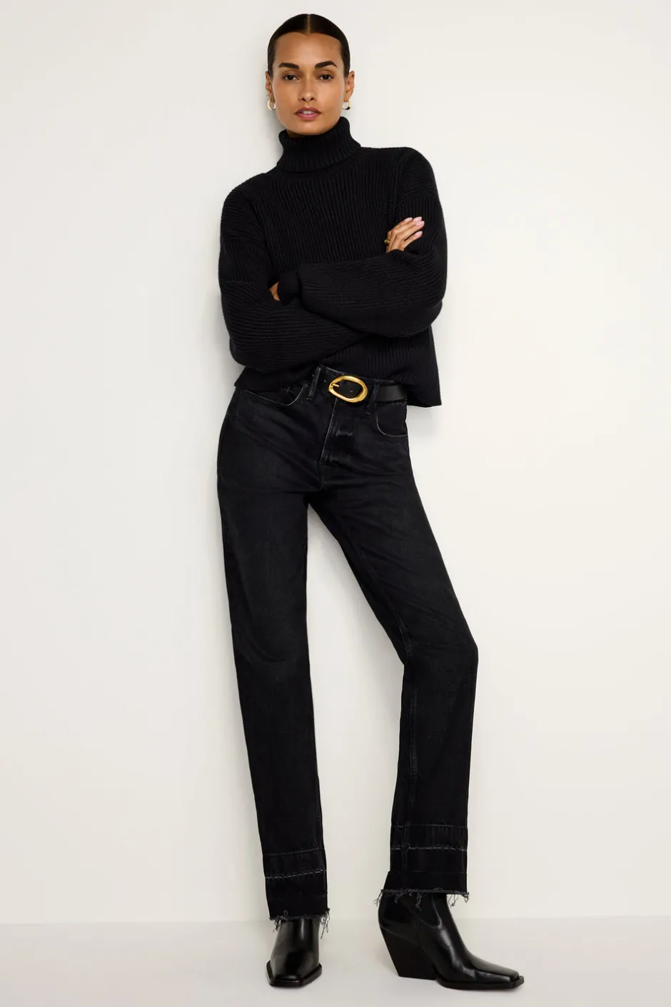 Good American Tops | Sweaters<COZY RIBBED TURTLENECK Black001