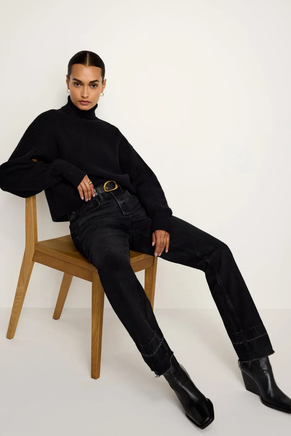 Good American Tops | Sweaters<COZY RIBBED TURTLENECK Black001