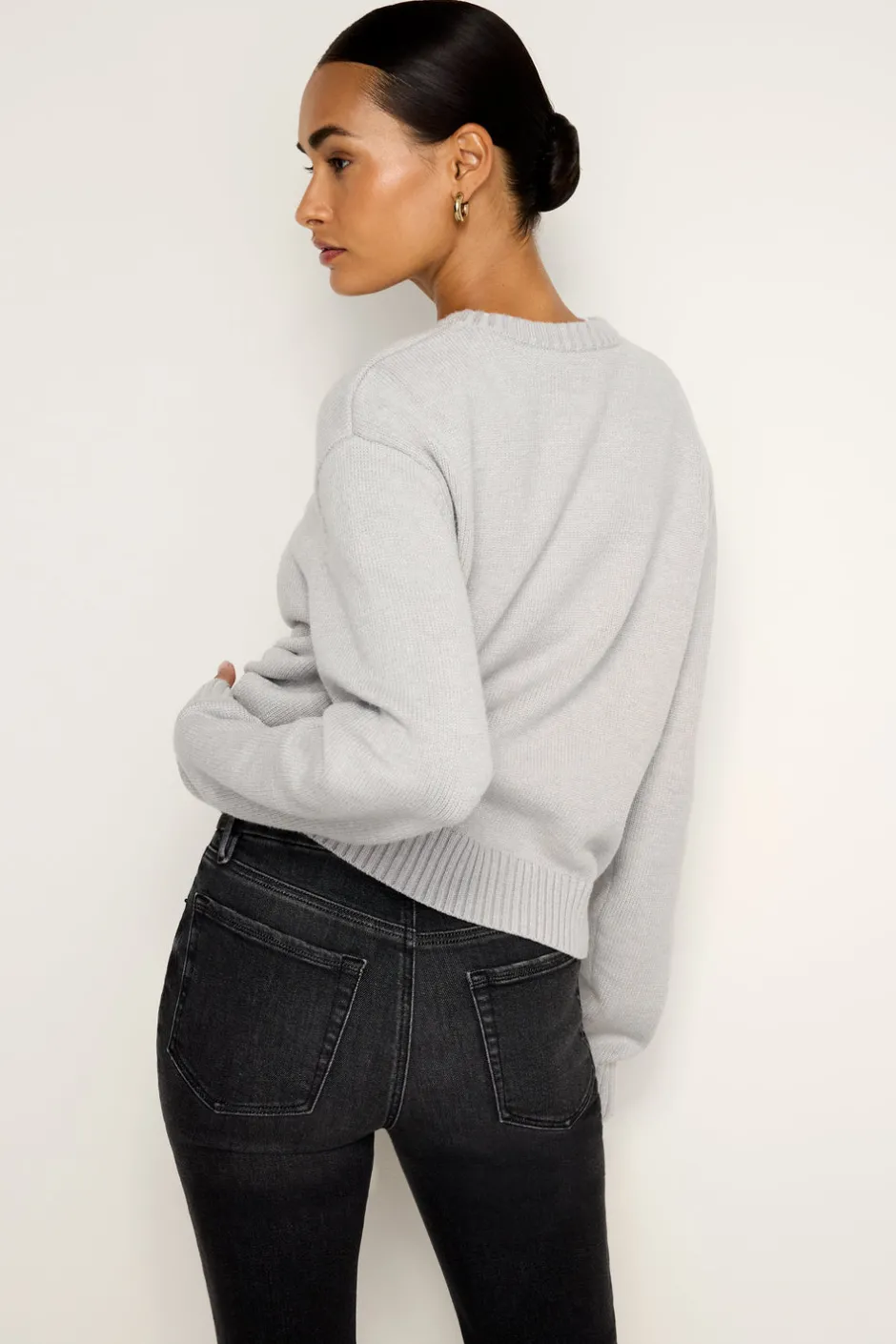 Good American Tops | Sweaters<COZY CREWNECK Heather grey001