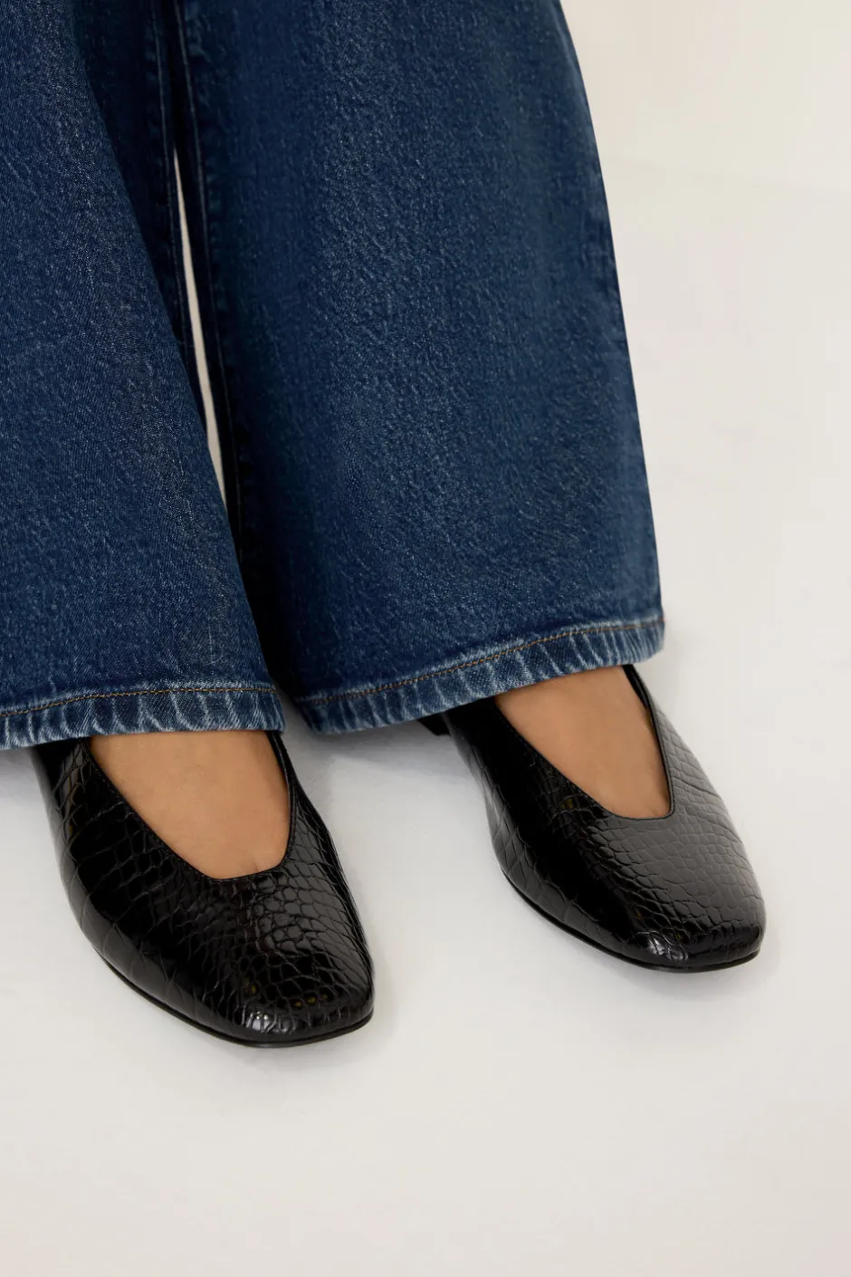 Good American Shoes<CROCODILE BALLET FLATS Black001
