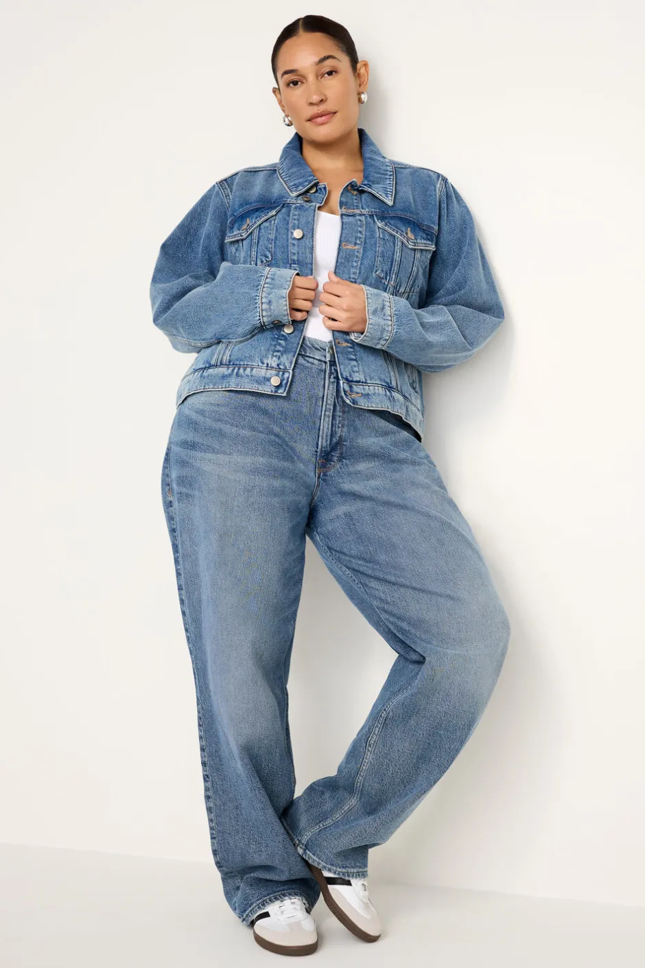 Good American Outerwear<CROPPED TRUCKER JACKET Indigo682