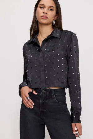 Good American Tops<CRYSTAL SATIN SHIRT Black001