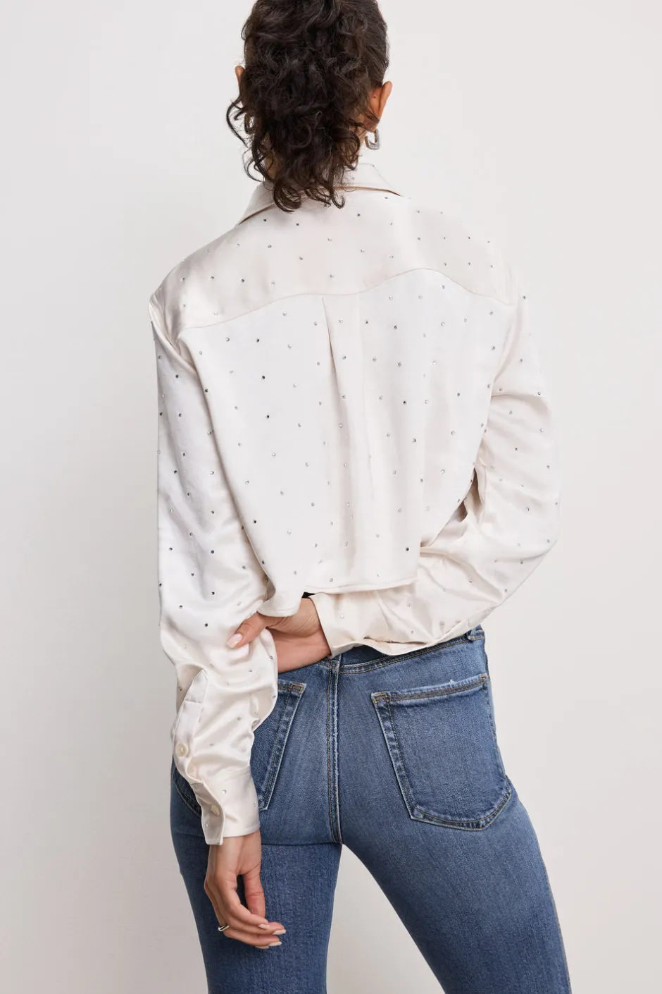 Good American Tops<CRYSTAL SATIN SHIRT Cloud white001