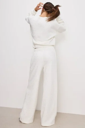 Good American Pants | Sweats<CRYSTAL WIDE LEG SWEATPANTS Cloud white001