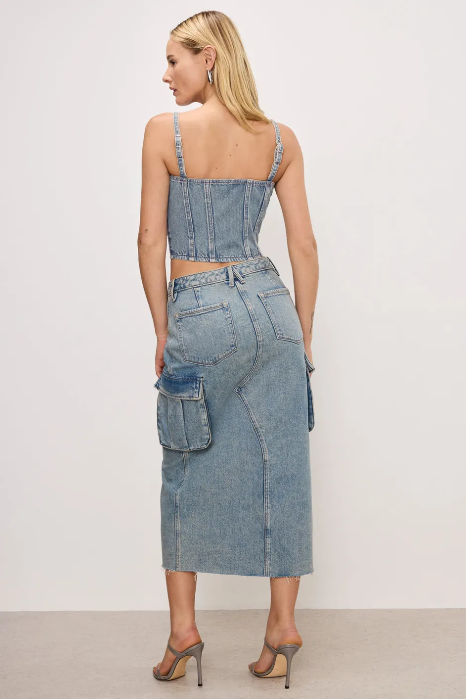 Good American Shorts & Skirts<DENIM CARGO SKIRT Indigo762