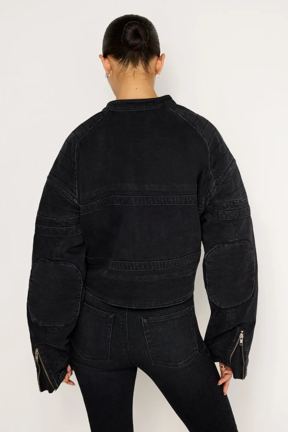 Good American Outerwear<DENIM MOTO JACKET Black351