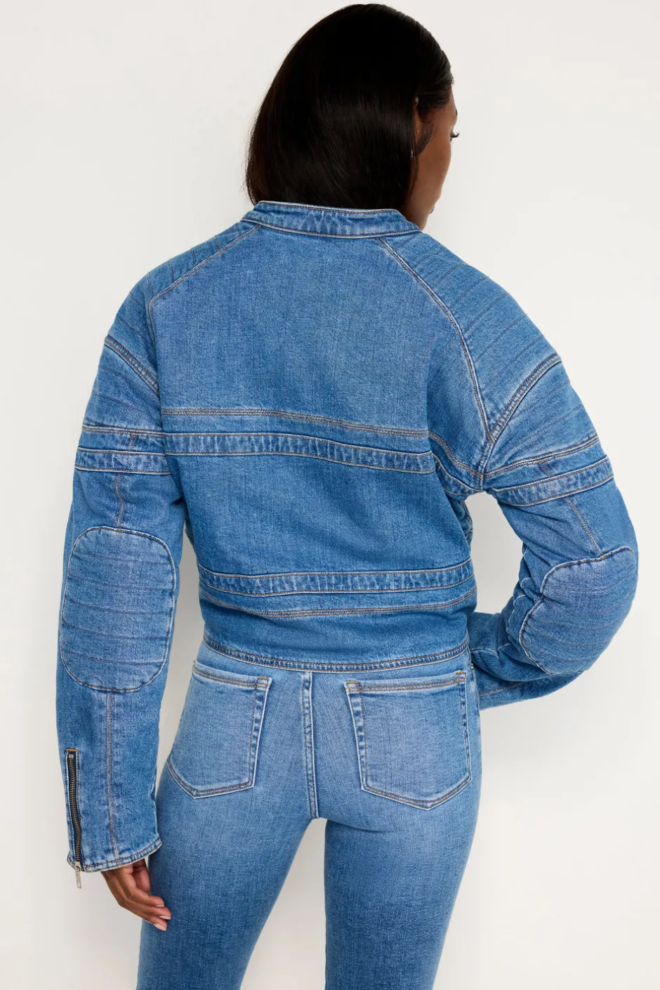 Good American Outerwear<DENIM MOTO JACKET Indigo684