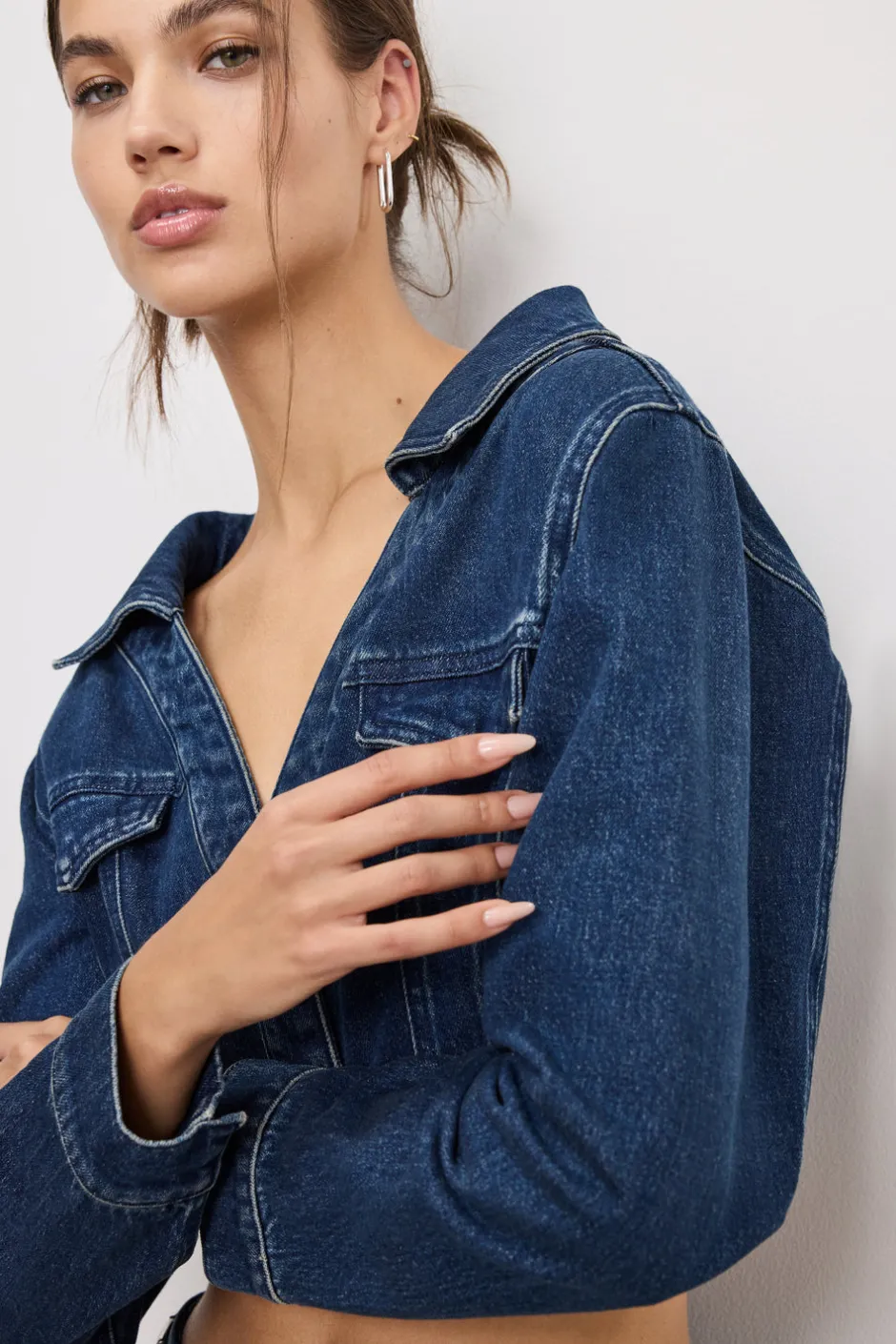 Good American Tops<DENIM OFF SHOULDER TOP Indigo724
