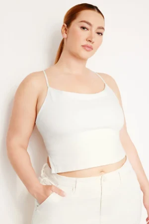 Good American Tops<DENIM TIE BACK HALTER Cloud white001