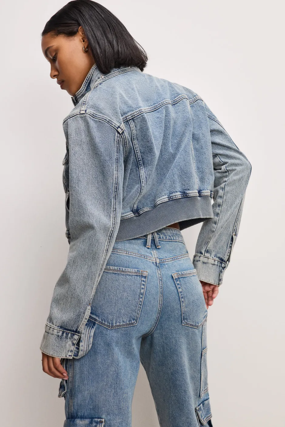 Good American Outerwear<DENIM TRUCKER JACKET Indigo762