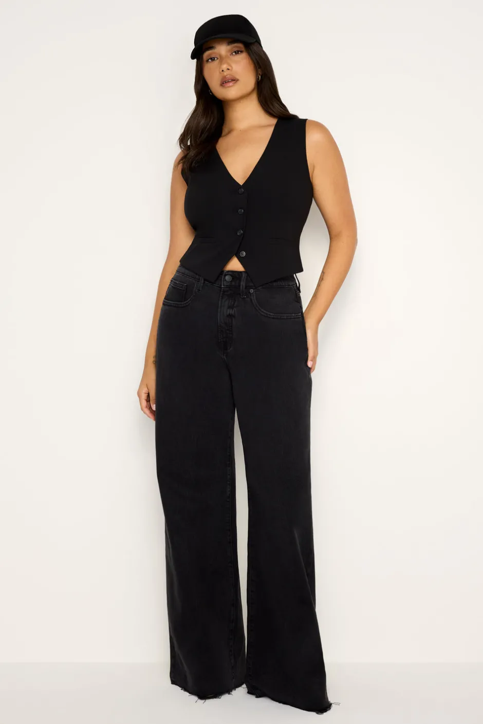 Good American Tops<ESSENTIAL SUITING VEST Black001