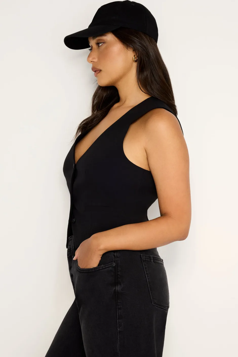 Good American Tops<ESSENTIAL SUITING VEST Black001