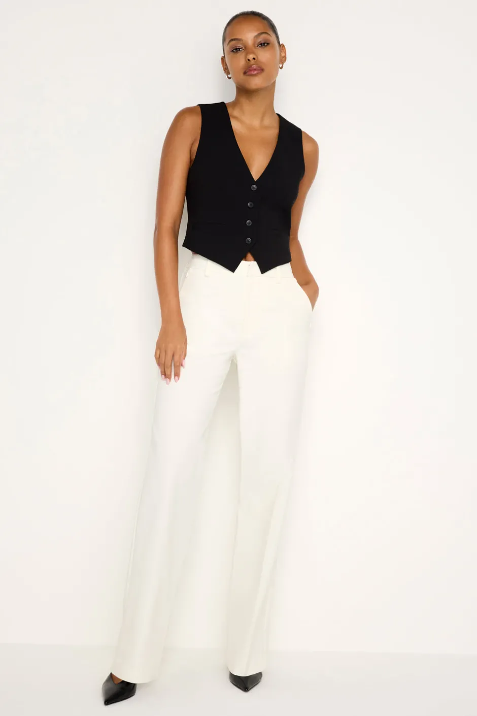 Good American Tops<ESSENTIAL SUITING VEST Black001