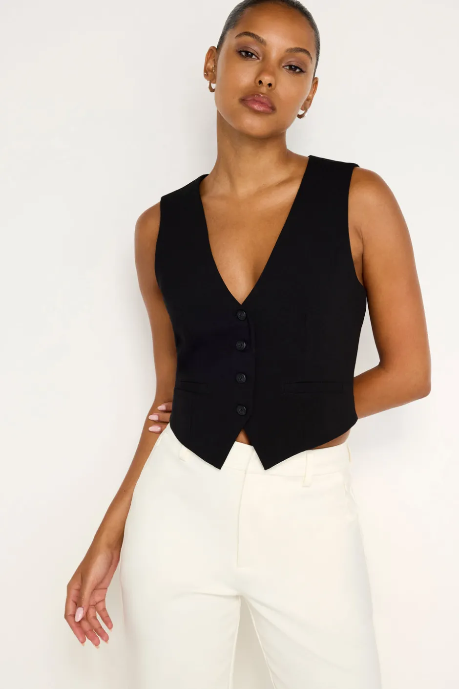 Good American Tops<ESSENTIAL SUITING VEST Black001