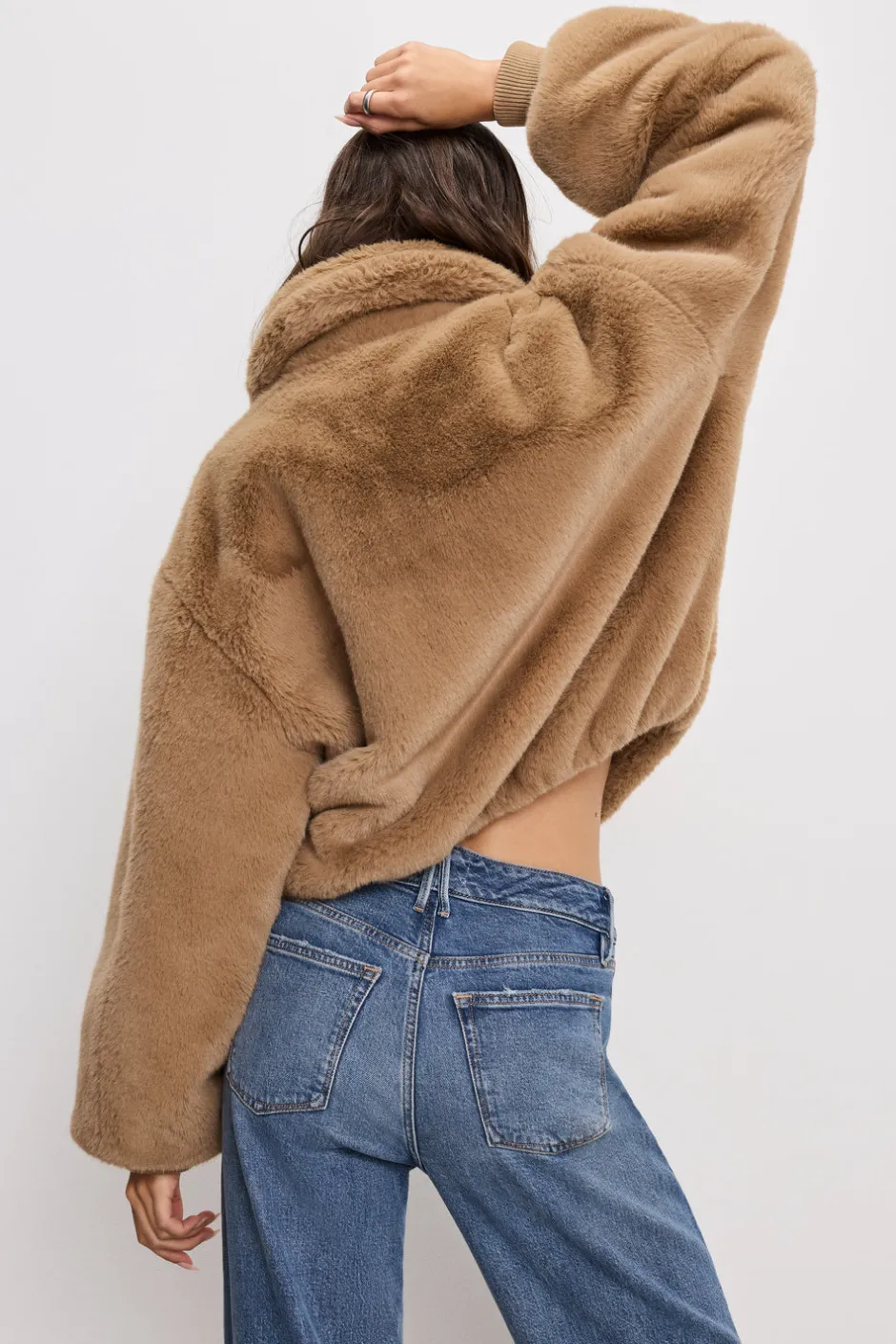 Good American Outerwear<FAUX FUR COLLAR JACKET Warm caramel003
