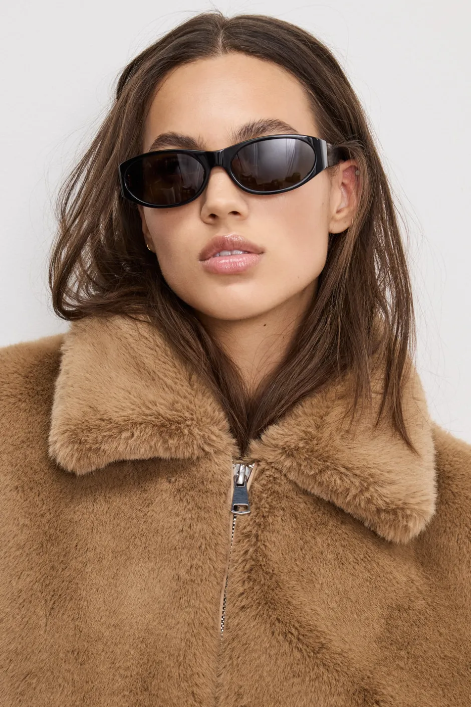 Good American Outerwear<FAUX FUR COLLAR JACKET Warm caramel003