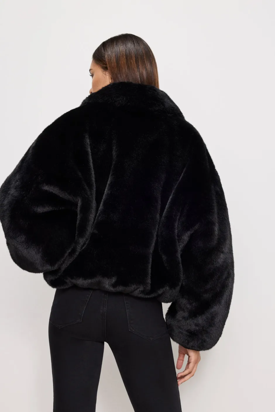 Good American Outerwear<FAUX FUR COLLAR JACKET Black001