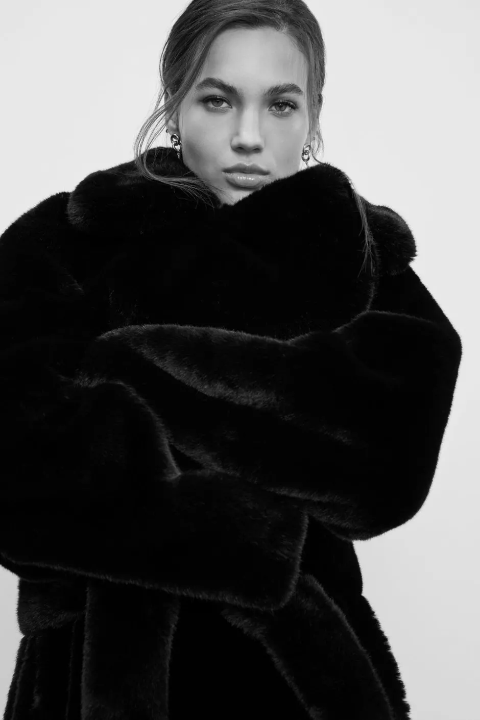 Good American Outerwear<FAUX FUR COAT Black001