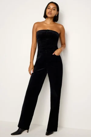Good American Jumpsuits<FIT FOR SUCCESS STRAPLESS VELVET JUMPSUIT Black001