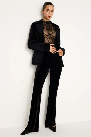 Good American Pants<FLARE VELVET PANTS Black001