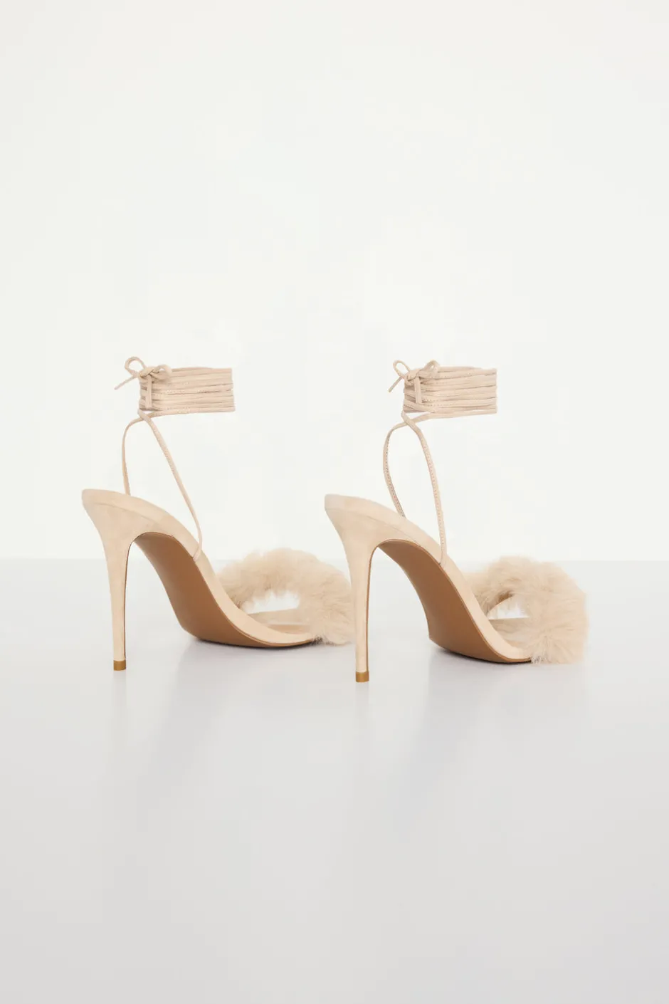 Good American Shoes<FUR WRAP HEELS Champagne005