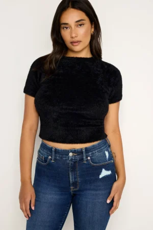 Good American Tops | Tees & Tanks<FUZZY BABY TEE Black001