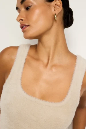 Good American Tops | Tees & Tanks<FUZZY TANK TOP Flax001